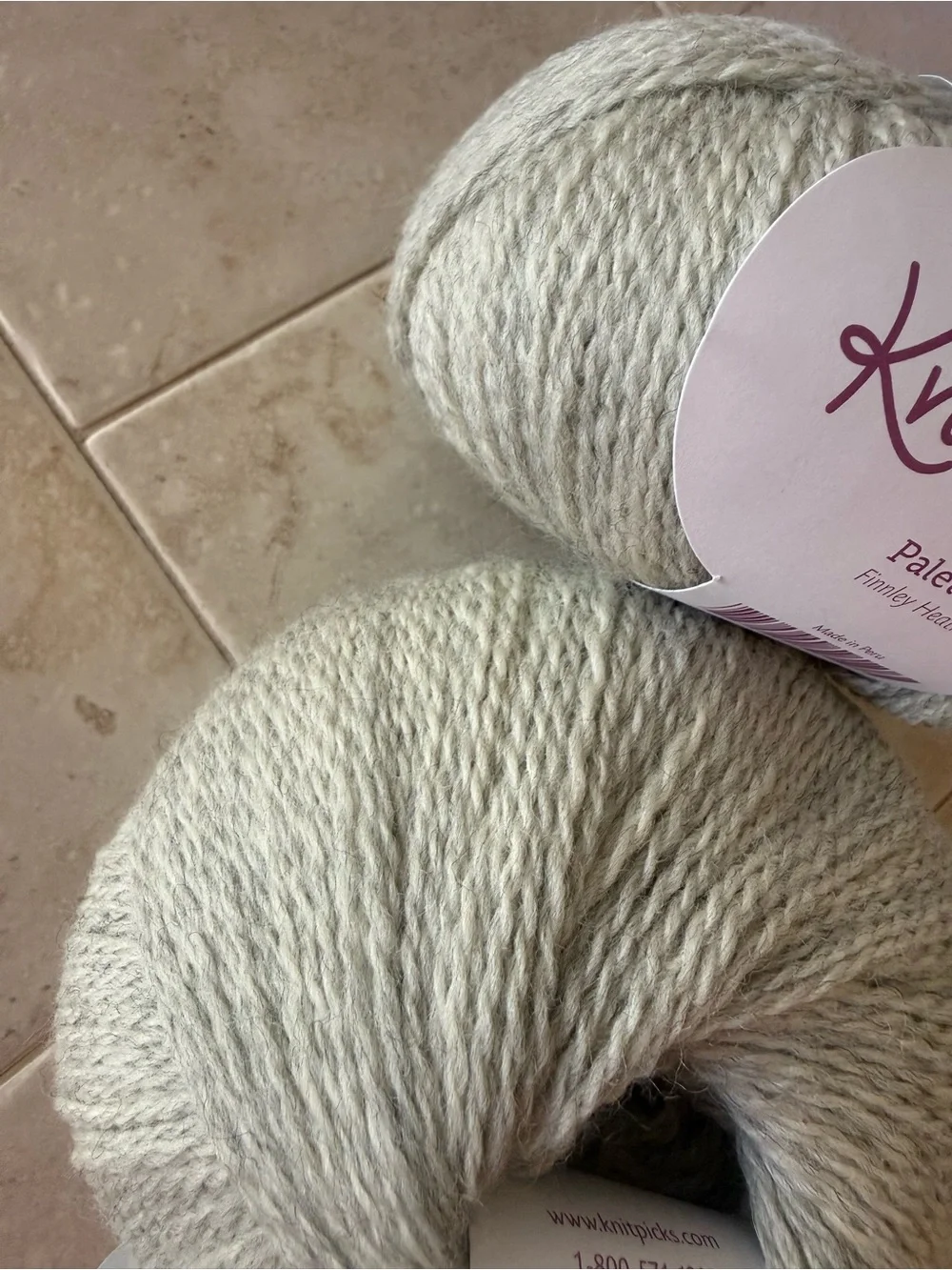 Knit Picks Palette Finnley Heather Kids Wool Yarn - Light Grey